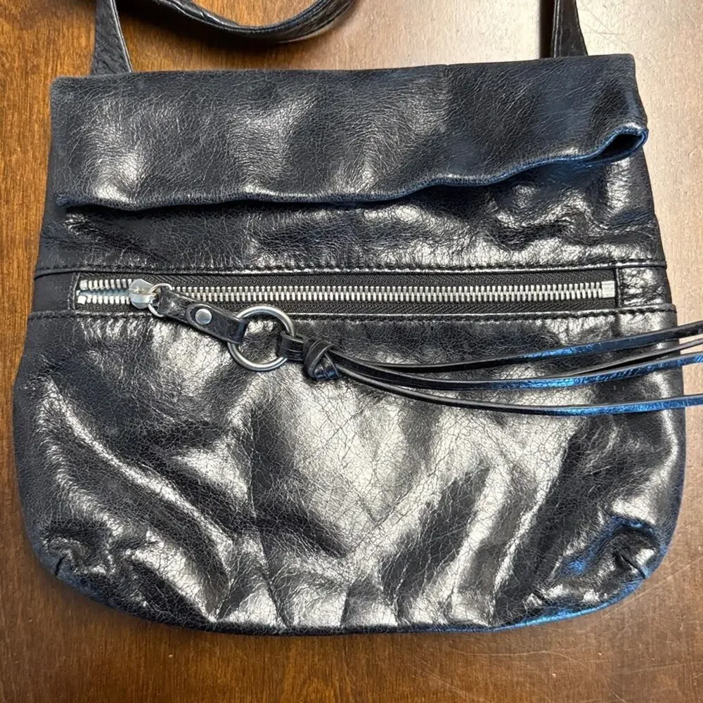 Hobo Annette Crossbody Black Worn In Leather Crossbody Bag